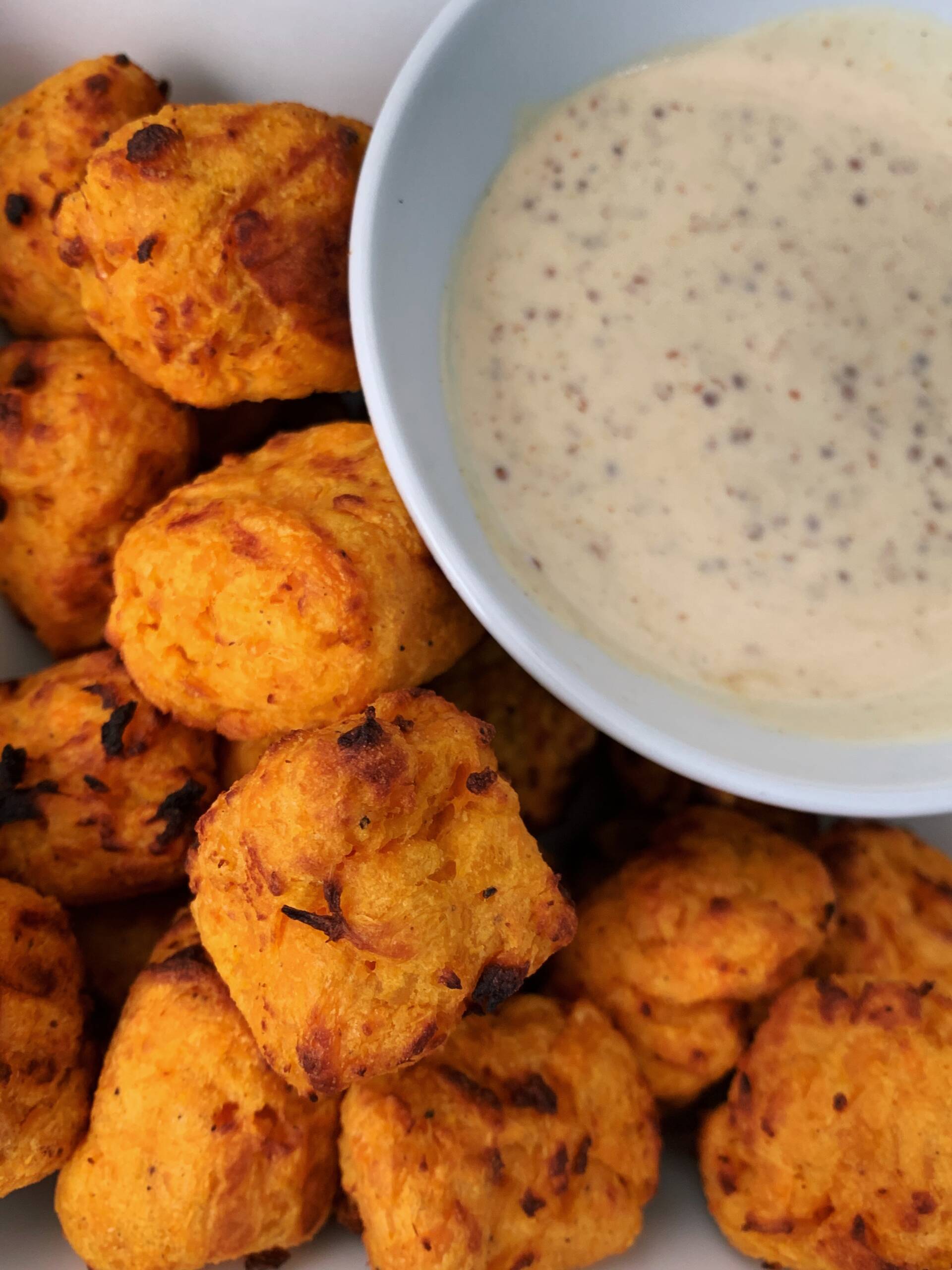 AirFried Sweet Potato Tots with Tangy Mustard Sauce Anna Duke
